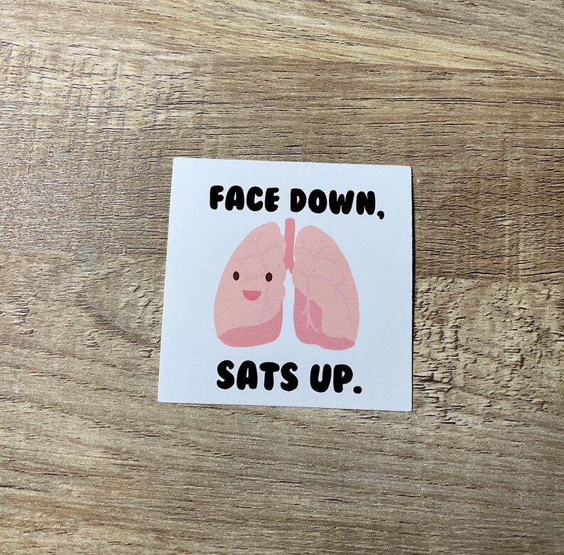 Face Down Sats up Sticker, Ems Sticker, Nursing Sticker, Gift for