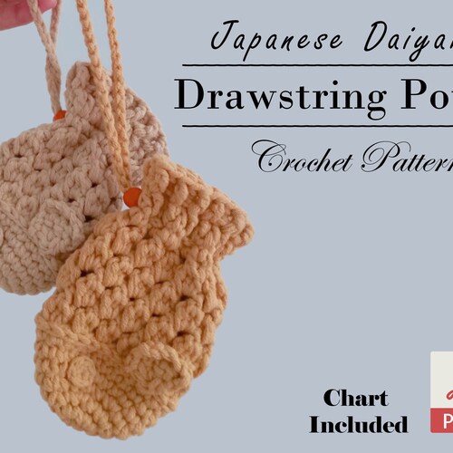 Crochet Pattern Japanese Daiyaki Drawstring Pouch Instant Etsy
