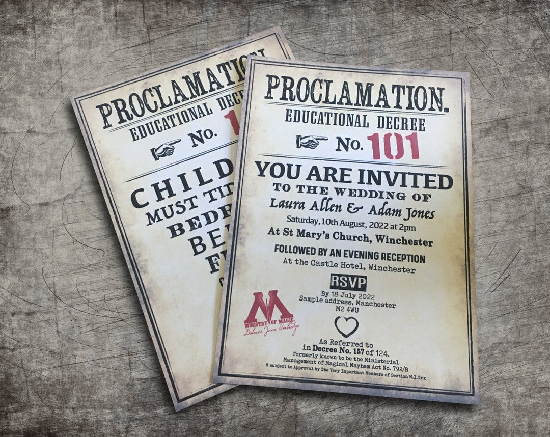 Personalised Proclamation Education Decree Harry Potter - Etsy