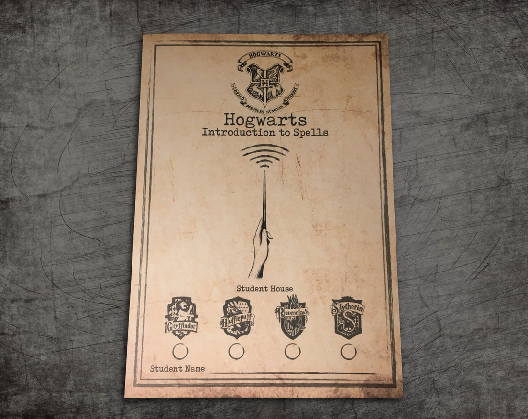 Harry Potter Spell Sheets Hogwarts Exam Sheet Gryffindor Etsy UK