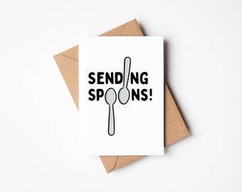 Sending Spoons Spoonie Theory Chronic Illness Pain Disability Rare Disease Chronic Fatigue Autoimmune Flare Funny Encouragement Blank Card