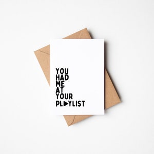 Você me conquistou na sua lista de reprodução Cartão de felicitações em branco Namorado Namorada Amor Cartão em branco