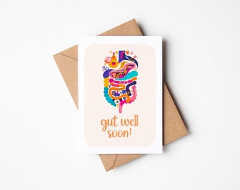 Gut Well Soon! SIBO Crohn's Disease Celiac Candida Stomach Colon Cancer IBS Diverticulitis Ulcer Blank Card