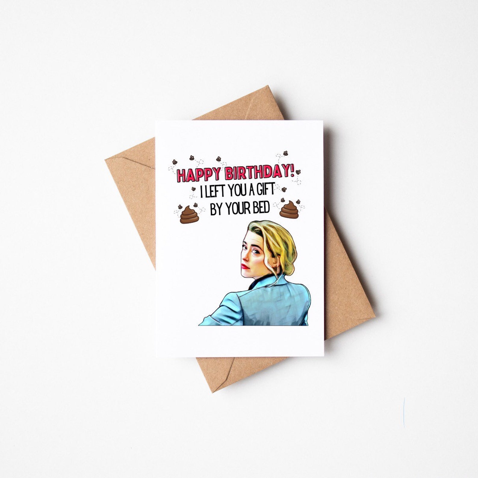 Amber Heard Poop Birthday Greeting Card Depp Vs Heard Birthday Etsy