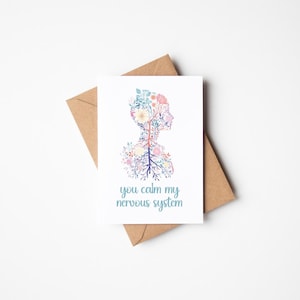 You Calm My Nervous System Bedankkaart Geestelijke gezondheidstherapeut Vriendje Vriendin Echtgenoot Beste vriend Moeder Vader Figuur Lege kaart