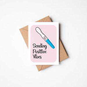 Enviando vibras positivas FIV Infertilidad Tratando de concebir Tarjeta Enviando vibras positivas In vitro Embarazo Fertilidad Tarjeta en blanco