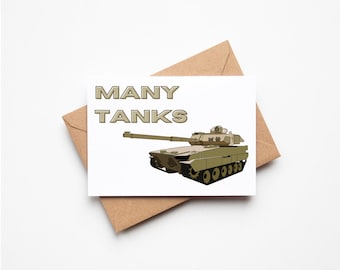 Many Tanks Greeting Card Funny Military Thank You Card Political Tank You Blank Card