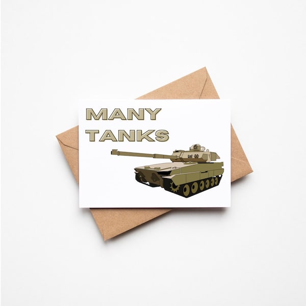 Many Tanks Greeting Card Funny Military Thank You Card Political Tank You Blank Card