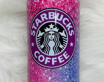 Starbucks Opal Geode Glitter Iridescent Tumbler / Sublimated Straight 20oz Tumbler / Sweetheart / Purple Pink Bling