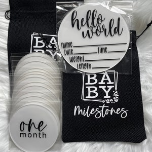 Ensemble de jalons mensuels pour bébé, disques acryliques de jalons, accessoires photo nouveau-né, cadeau de baby shower, disques de jalons peints en vinyle acrylique