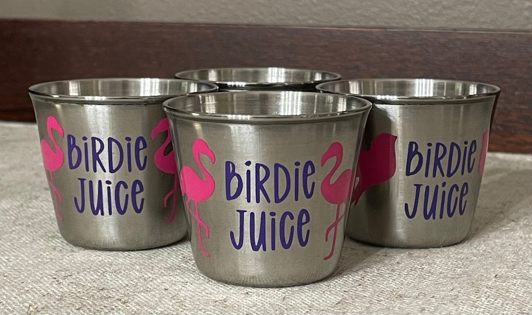 Golf Birdie Juice 45ml Shot Glasses X4 / Stainless Steel / Set of Four