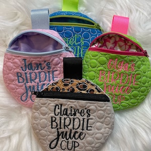 Sac + tasse personnalisés pour jus de fruits Birdie / Tasse à jus Birdie / Pochette zippée / Doublure / Coton