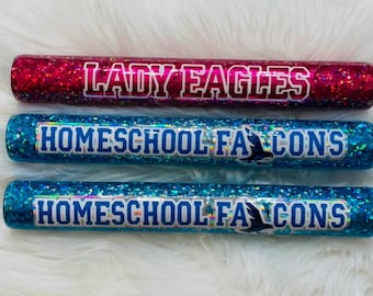 Relay Baton  / Aluminum Alloy Track and Field / Chunky Holographic Glitter / Epoxy Sealed