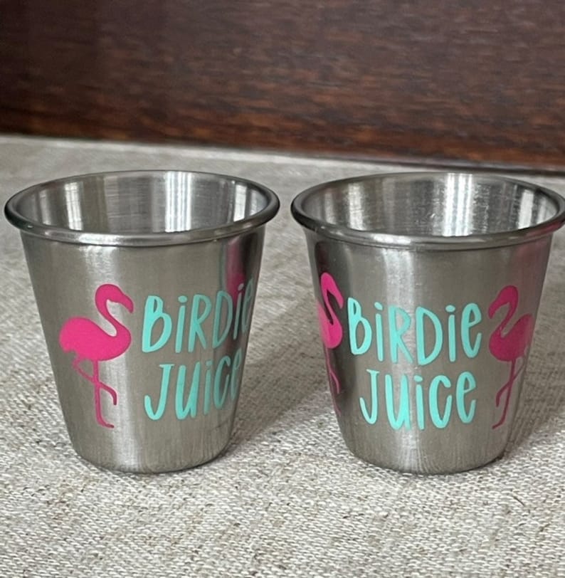 Golf Birdie Juice Shot Glasses X4 / Stainless Steel / Set of Etsy