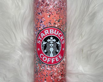 Starbucks Blush Pink Light Chunky Glitter Glam Tumbler / Sublimated Straight 20oz / Sweetheart / Pink Bling / Special Someone