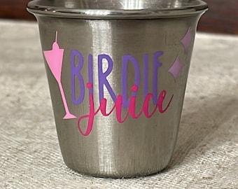 Martini Birdie Juice 15ml Jigger Shot Golf Glasses X4 / Bogey or Par Juice Shot Glasses X4 / Stainless Steel / Set of Four
