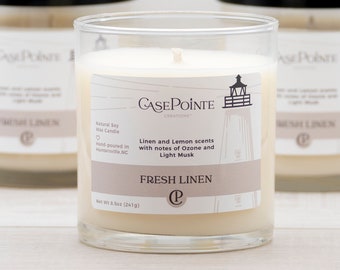 Fresh Linen Soy Wax Candle | Container Candle | Natural Scented Candle | Candle Gift | Beach Candle | Odor Reducing