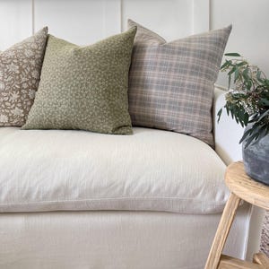 MAISIE | Designer Olive Green Linen Pillow Cover, Block Print Pillow, Sage Green Pillow, Floral Pillow, Muted Pillow Cover, Spring Pillow image 6