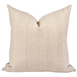 HAWTHORNE | Tan and Beige Stripe Pillow Cover, Neutral Pillow, Farmhouse Pillow, Light Brown Stripe Pillow, Rustic Pillow, Tan Stripe Pillow