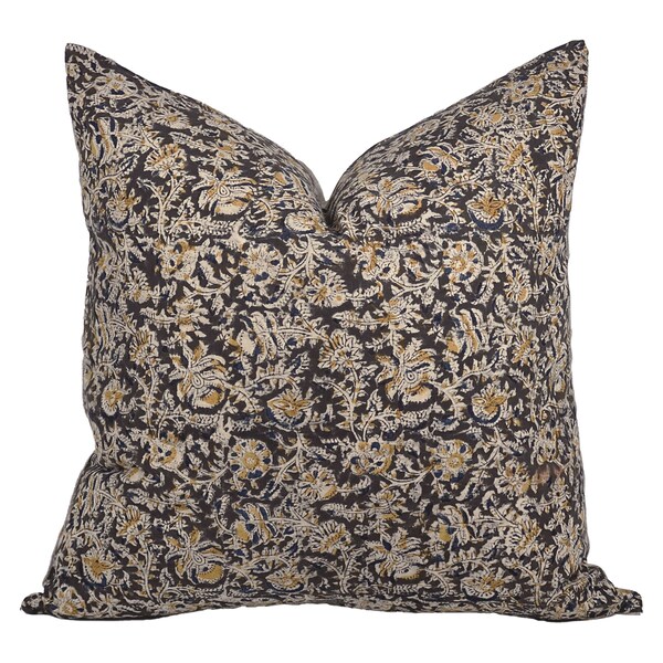 Black Floral Pillow Etsy
