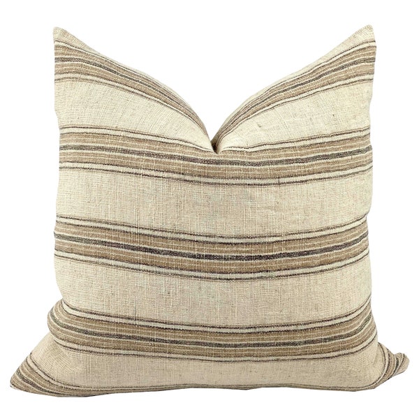 MAVIS | Designer Tan and Rust Wool Pillow Cover, Handwoven Pillow, Farmhouse Pillow, Designer Pillow, Wool Pillow, Handloom Pillow, Rustic