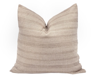 BRYN | Brown Vintage Stripe Pillow Cover, Hmong Pillow, Farmhouse Pillow, Light Brown Pillow, Brown Stripe Pillow, Hmong Stripe, Camel