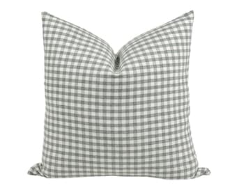 CLOVER | Sage Green Gingham Pillow Cover, Neutral Pillow, Farmhouse Pillow, Gingham Pillow, Muted Green Check Pillow, Plaid Pillow