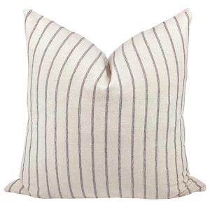 HEATH | Cream and Black Stripe Pillow Cover, Hmong Pillow, Farmhouse Pillow, Cream Pillow, Neutral Stripe, Black Stripe