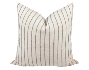 HEATH | Cream and Black Stripe Pillow Cover, Hmong Pillow, Farmhouse Pillow, Cream Pillow, Neutral Stripe, Black Stripe