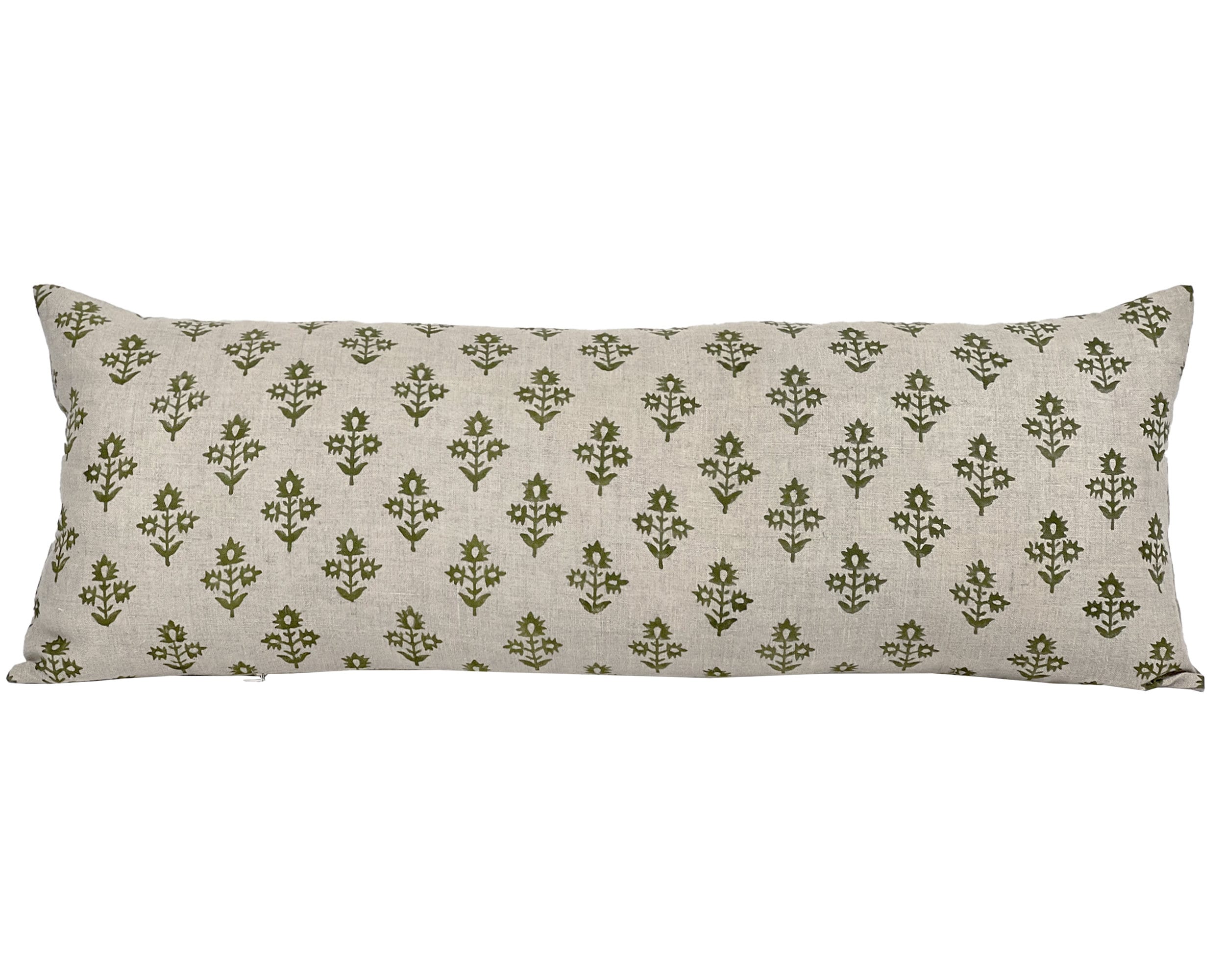 HADLEY Long Lumbar Designer Hunter Green Floral Linen Pillow Etsy Canada