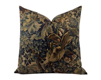 EDITH | Designer Tapestry Style Pillow Cover, Forest Pillow, Vintage Style Pillow, Verdure Tapestry Style Pillow, Muted Botanical Pillow