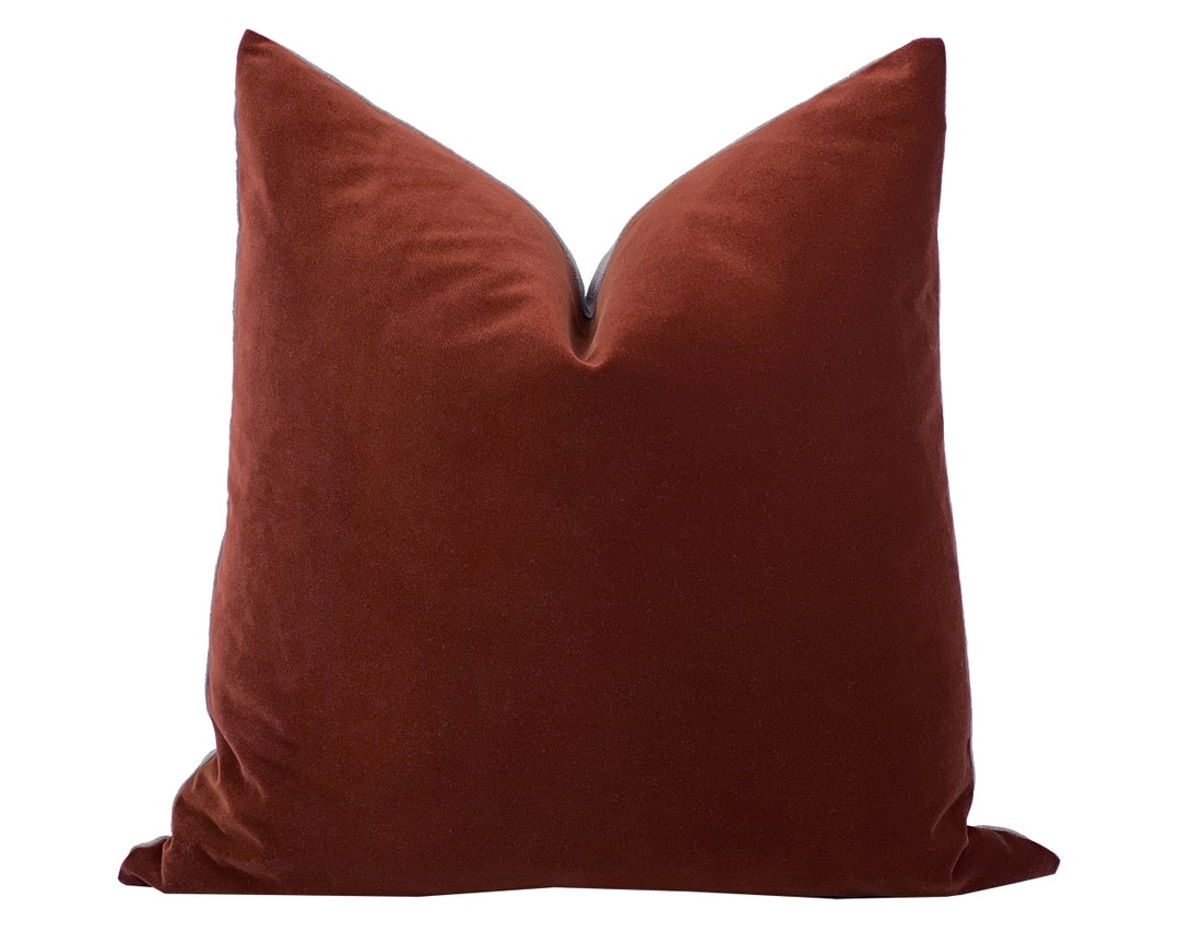 CURRANT Deep Rust Velvet Pillow Cover, Terracotta Velvet Pillow, Dark