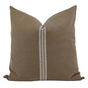 ORSON | Grainsack Stripe Brown Pillow Cover, Brown Striped Pillow, Neutral Brown Pillow, Chocolate Brown Pillow, Moody Fall Pillow Cover
