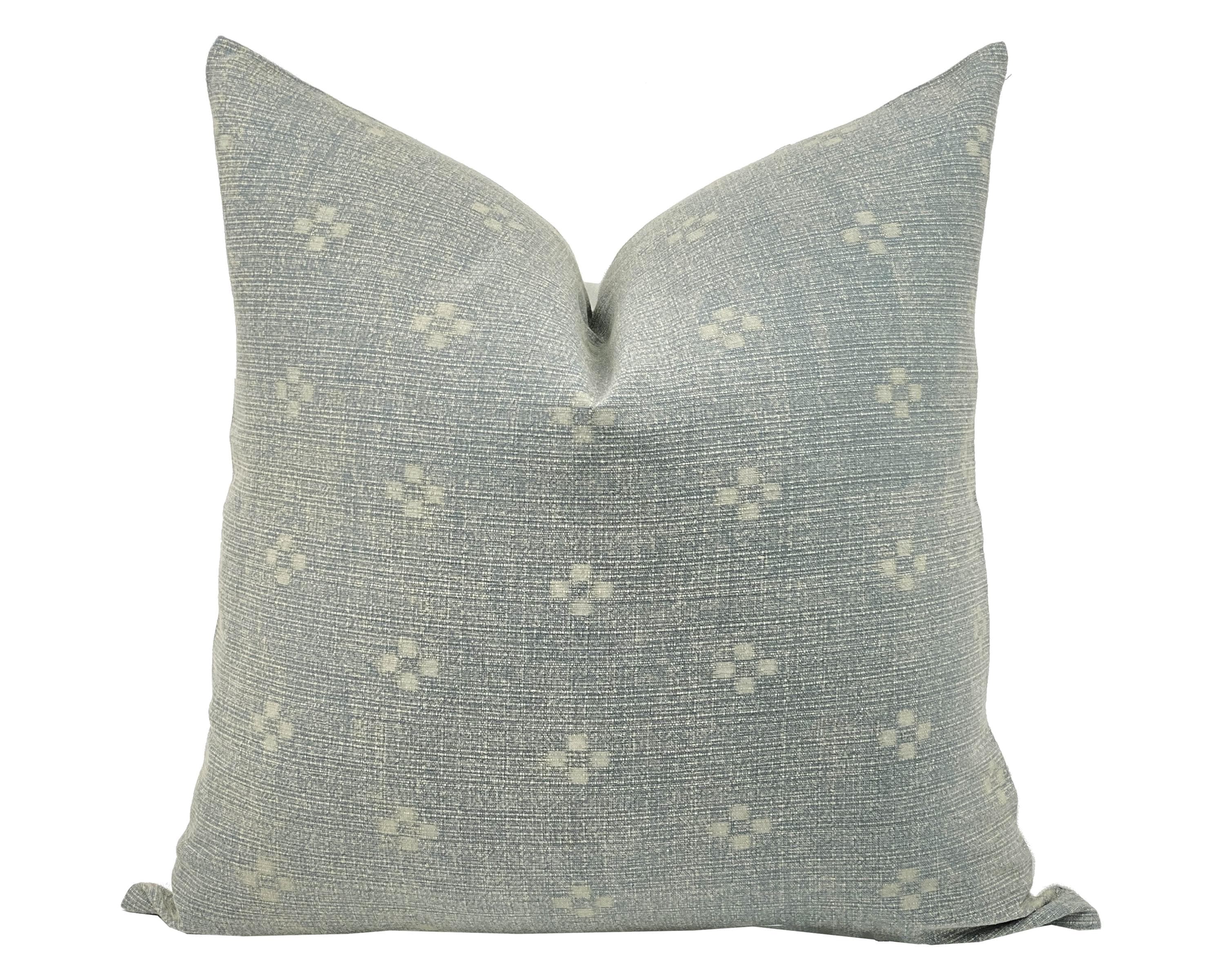 BROOK | Stonewashed Blue Green Pillow Cover, Hmong Batik Pillow, Light Blue Pillow, Turquoise Pillow, Blue Green Pillow, Small Print Pillow