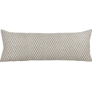 ELODIE | Long Lumbar Designer Beige Floral Linen Pillow Cover, Block Print Pillow, Farmhouse Pillow, Small Floral Print, Beige Lumbar Pillow