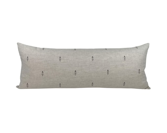 CALLA | Long Lumbar Floral Linen Pillow Cover, Neutral Pillow, Modern Farmhouse Pillow, Lumbar Pillow, Long Lumbar Pillow, Rustic Pillow