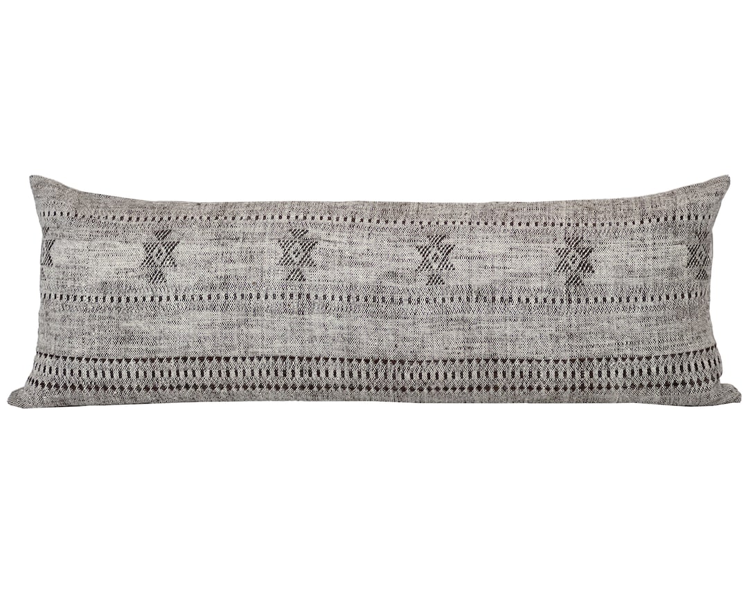 FIRTH Long Lumbar Brown Cream Mélange Wool Pillow Cover, Indian Wool