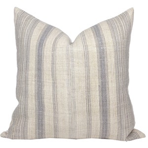 DOVE | Vintage Soft Grey Stripe Hmong Pillow Cover, Vintage Pillow, Farmhouse Pillow, Grey Stripe Pillow, Blue Grey Stripe, Spring Pillow