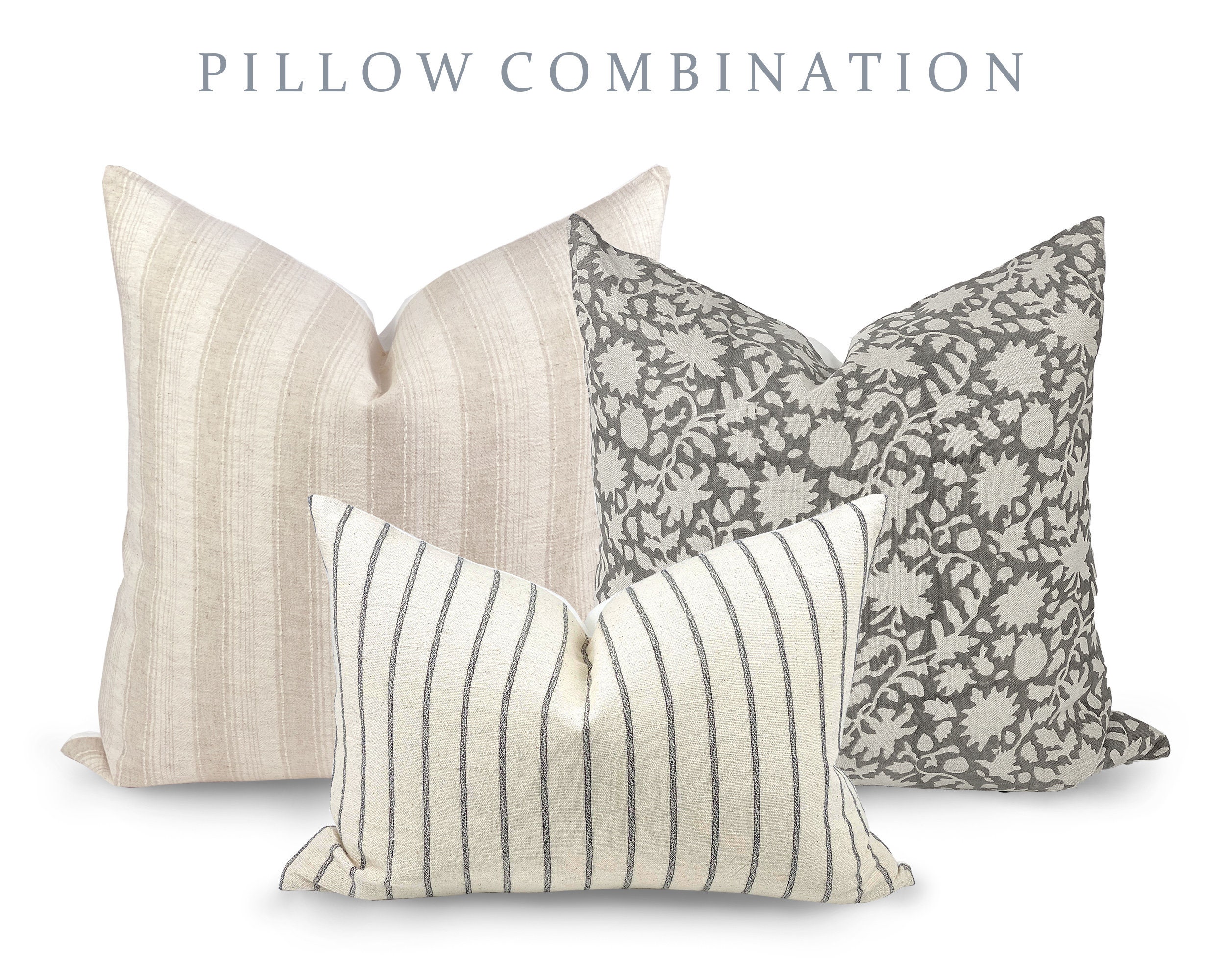 Throw Pillows, Set3 Pillows, Pillows Combo, Black and Neutral Sofa