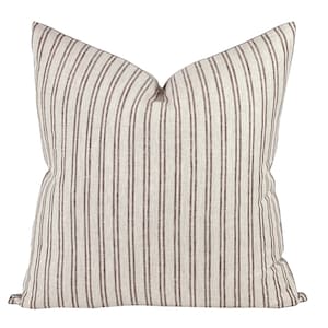 BRIER | Beige and Brown Stripe Linen Pillow Cover, Neutral Pillow, Farmhouse Pillow, Brown Stripe Pillow, Rustic Pillow, Tan Stripe Pillow