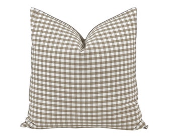 JUNIPER | Brown Gingham Linen Pillow Cover, Neutral Pillow, Farmhouse Pillow, Gingham Pillow, Check Pillow, Plaid Pillow, Brown and Cream