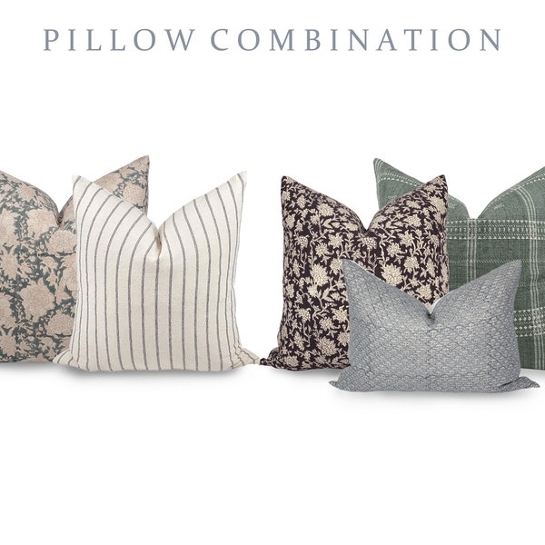 PILLOW COMBO | Five Pillow Combination, Sectional Pillow Combination, Pillow Combination, Neutral Pillow Bundle, Neutral Pillow Set