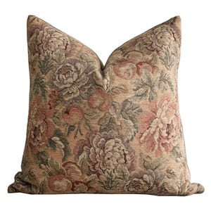 CLEMENTINE | Designer Floral Tapestry Pillow Cover, Classic Floral Print, Vintage Floral Pillow, Tapestry Floral Pillow, Muted Fall Pillow