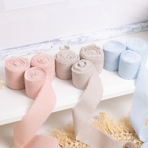 Hand Dyed 100% cotton Ribbon With Frayed Edges, DIY gift wrap, florist ribbon,  Wedding Invitations card, wedding decor