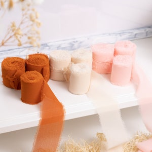 Silk Chiffon ribbon, Hand Dyed Silk Ribbon With Frayed Edges, DIY gift wrap, florist ribbon,  Wedding Invitations, wedding decor
