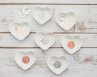 Personalized Monogram Heart Trinket Dish | Handmade Ring Dish