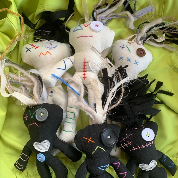 VOODOO DOLLS 22cm handcrafted little folk. Each with their own personality. Pins included. Will also customise.