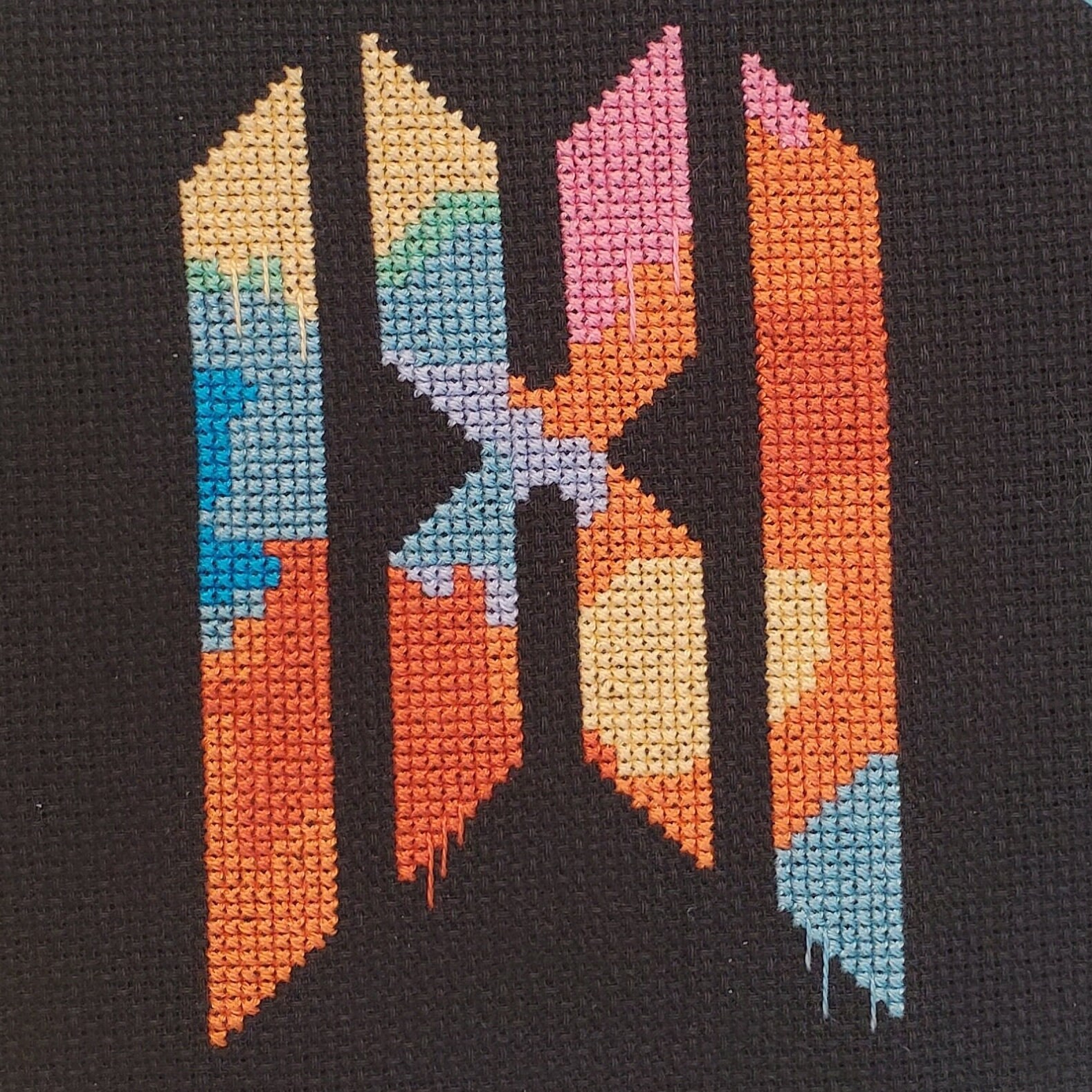 Monsta X Logo Crossstitch Pattern - Rainbow Graffiti - k-pop cross stitch PDF pattern - fanmade monbebe cross stitch