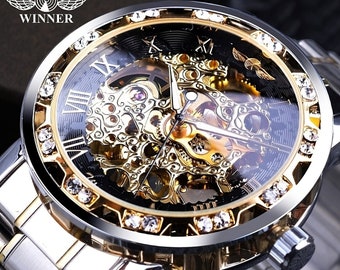 Herrenuhren – Klassische Skeleton Mechanische Transparente Uhr Für Papa, Schwiegervater & Bonus Papa zum Geburtstag Vatertag Weihnachten Geschenkideen