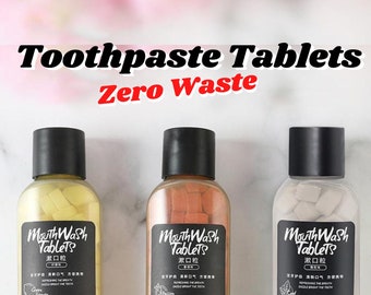 Zero Waste Zahnpasta Tabletten, Mundwäsche Reinigung, Kauzahnpasta Schaumstoff, Gesunde Inhaltsstoffe 60 Tabletten